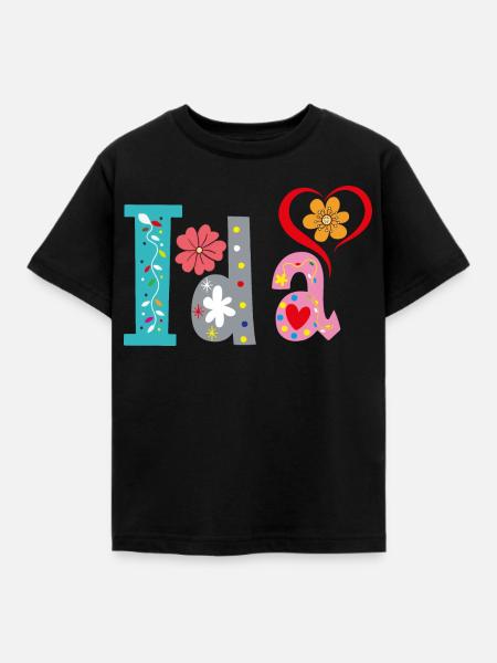 Personalisierter Ida-Name - Kinder T-Shirt - Schwarz