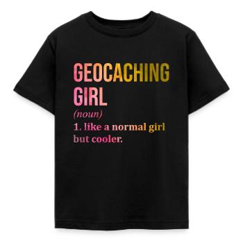 Geocache - Kinder T-Shirt - Schwarz - Vorne - AI Model Kid Female (0cm)