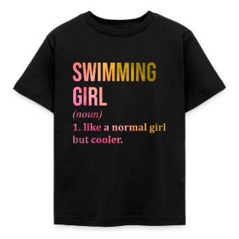 Schwimmer - Kinder T-Shirt - Schwarz - Vorne - AI Model Kid Female (0cm)
