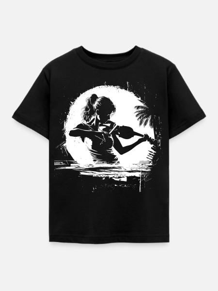 Weiblicher Violinist - Kinder T-Shirt - Schwarz