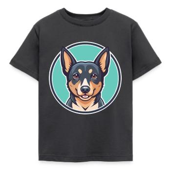Lancashire Heeler Hunderasse Cartoon Kawaii Clipart - Kinder T-Shirt - Dunkelgrau - Vorne - AI Model Kid Female (0cm)