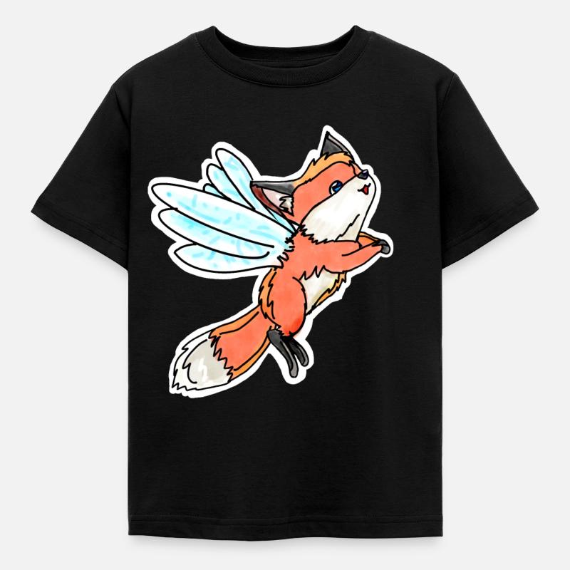 Fantastisk, flyvende fe ræv - Børne-T-shirt - sort