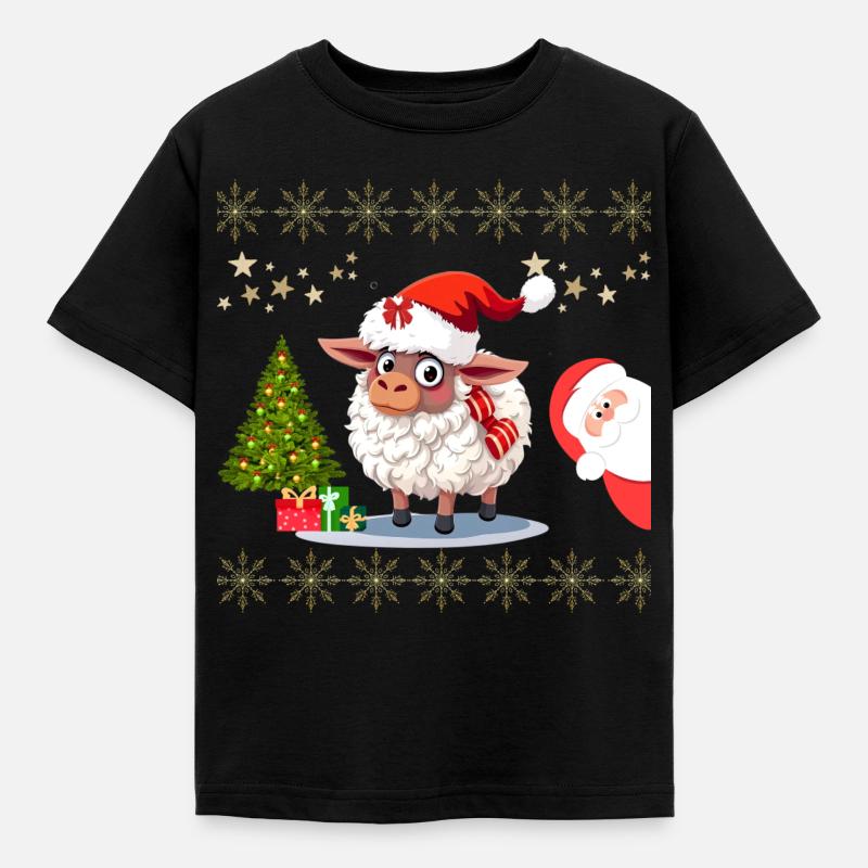 Mouton Festif de Noël - Pulls et Habits Mignons - T-shirt Enfant - noir