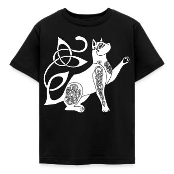 Chat blanc celte - T-shirt Enfant - noir - Devant - AI Model Kid Female (0cm)