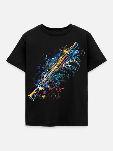 Flöten Comic - Kinder T-Shirt - Schwarz