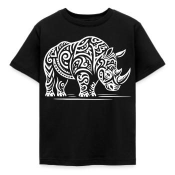 Rhinocéros tribal - T-shirt Enfant - noir - Devant - AI Model Kid Female (0cm)