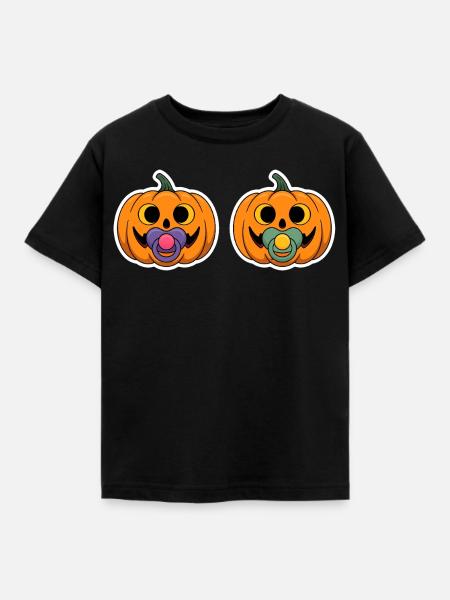 Pumpkin pacifier grimaces - Kids' T-Shirt - black