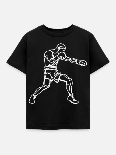 Boxer Zeichnung - Kinder T-Shirt - Schwarz
