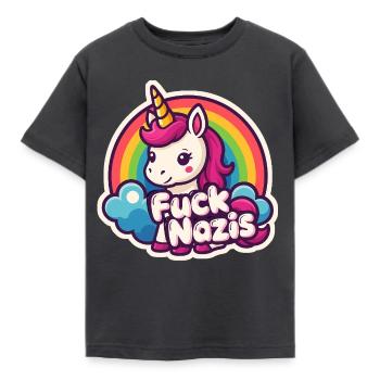 Unicorn Against Nazis Rainbow Unicorn - Kids' T-Shirt - dark grey - Front - AI Model Kid Female (0cm)