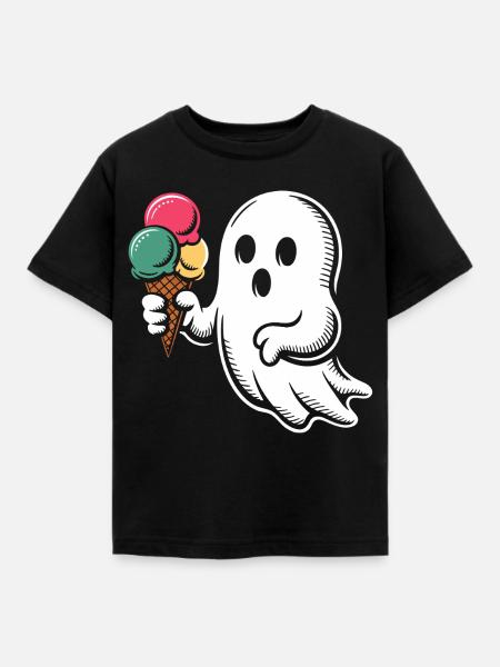 Geist mit bunter Eiswaffel - Kids' T-Shirt - black