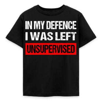 Unsupervised Humor Saying Shirt - Kids' T-Shirt - black - Front - AI Model Kid Female (0cm)