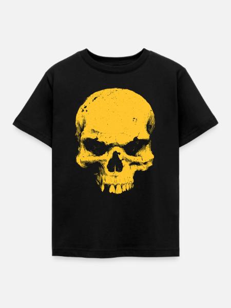 Gelber Totenkopf Kontrast - Kinder T-Shirt - Schwarz
