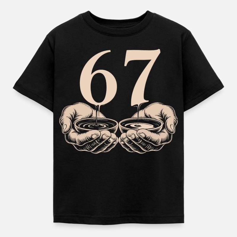 Morsom 67 meme-hender Gen Alpha-humor - T-skjorte for barn - svart