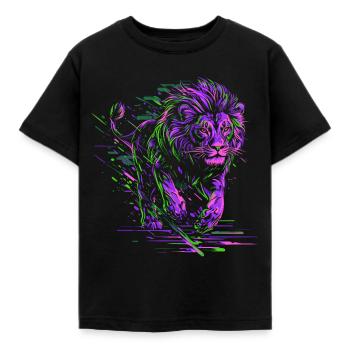 Lion Running Lion Head Colorful Predator Animal Wild - Kids' T-Shirt - black - Front - AI Model Kid Female (0cm)
