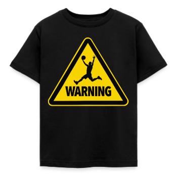Warning Basketball Sportsman Warning Sign - Kids' T-Shirt - black - Front - AI Model Kid Female (0cm)