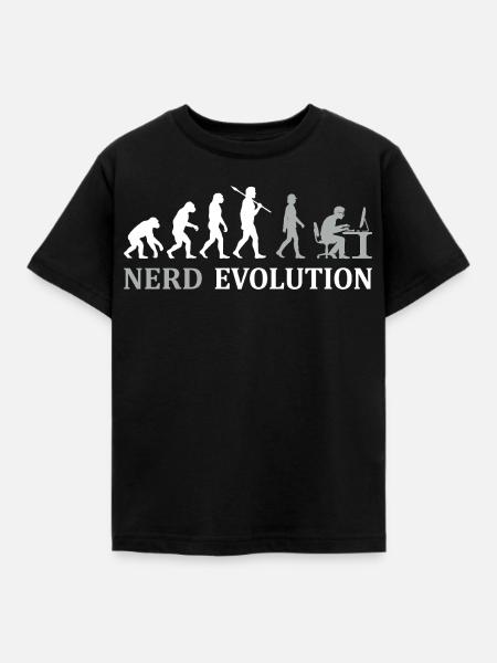 Nerd Evolution – Vom Affen zum PC-Profi - Kinder T-Shirt - Schwarz