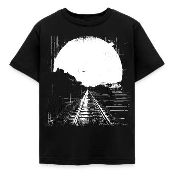 Eisenbahn Zeichnung - Kinder T-Shirt - Schwarz - Vorne - AI Model Kid Female (0cm)