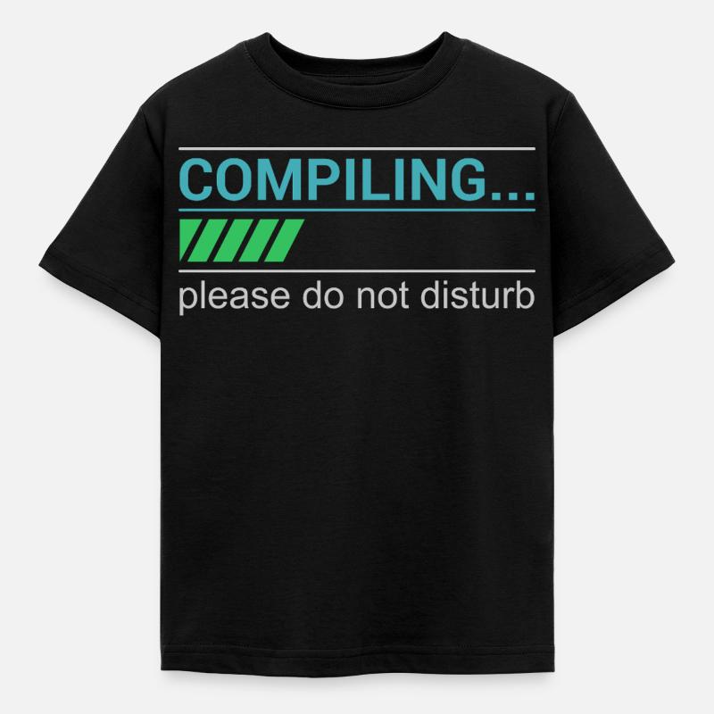 Funny Programmer T-Shirt - Compiling Please - Kids' T-Shirt - black