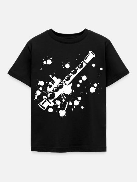Flöte Streetart - Kinder T-Shirt - Schwarz