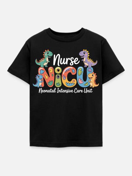 Neonatal Pflege Dino-Design - Kinder T-Shirt - Schwarz