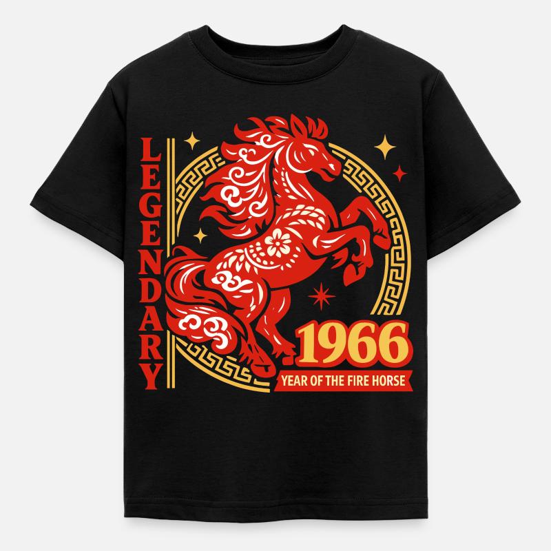 Regalo per il 60° compleanno della Leggenda del Cavallo di Fuoco 1966 - Maglietta per bambini - nero