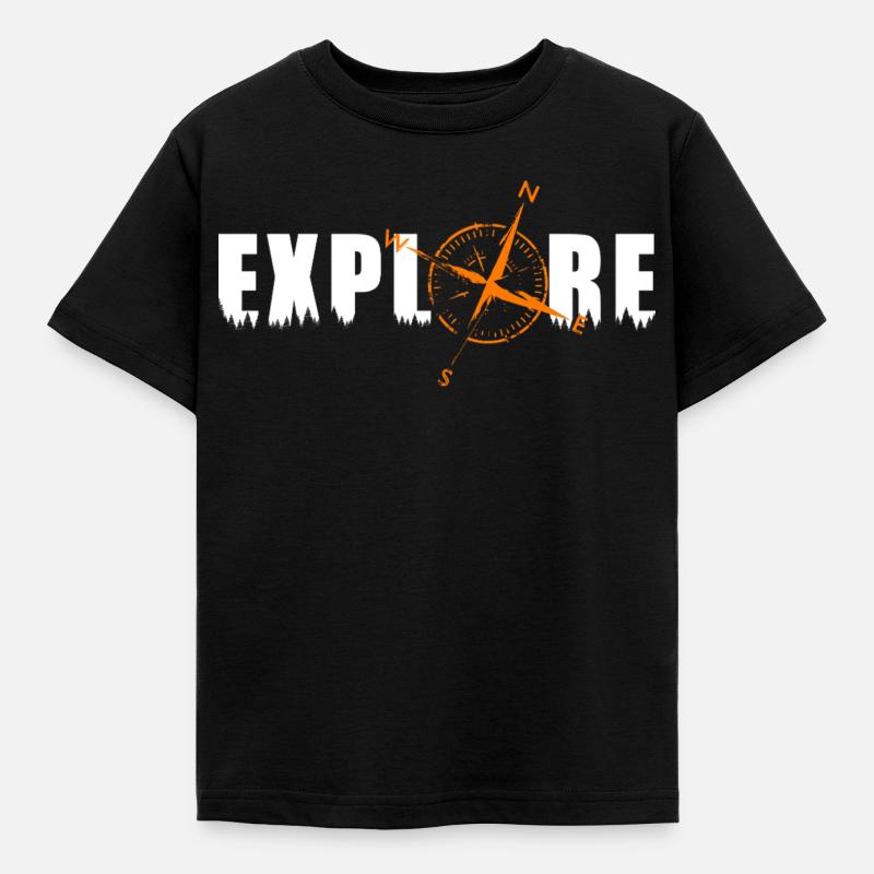 Explore motif with a compass - Kids' T-Shirt - black