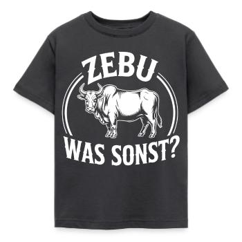 Zebu Was Sonst Retro Logo - Kinder T-Shirt - Dunkelgrau - Vorne - AI Model Kid Female (0cm)