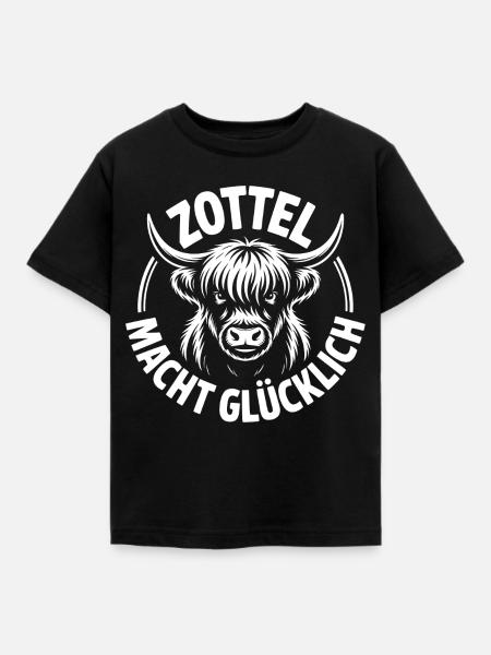 Highlands Zottel macht glücklich - Kinder T-Shirt - Schwarz