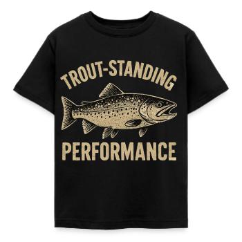 Trout Fishing Saying Trout-standing Performance - Kids' T-Shirt - black - Front - AI Model Kid Female (0cm)