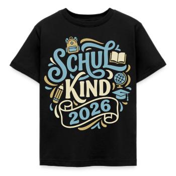Schulkind 2026  - Kinder T-Shirt - Schwarz - Vorne - AI Model Kid Female (0cm)