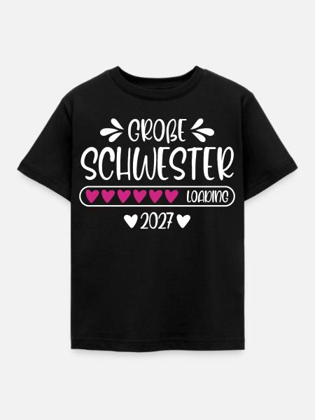 Große Schwester 2027 loading - Kinder T-Shirt - Schwarz