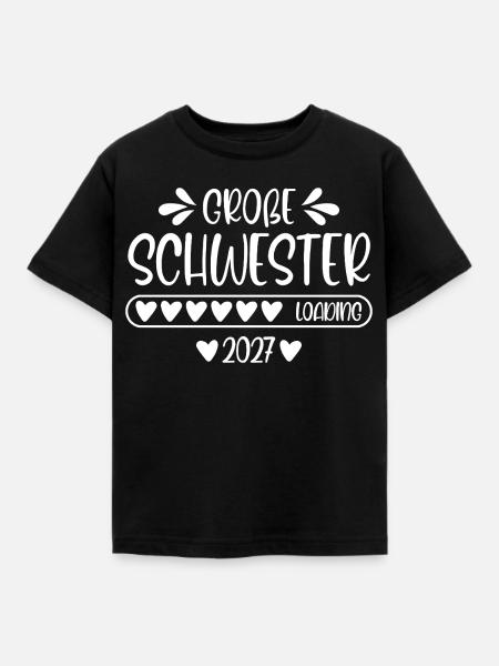 Große Schwester 2027 loading - Kinder T-Shirt - Schwarz