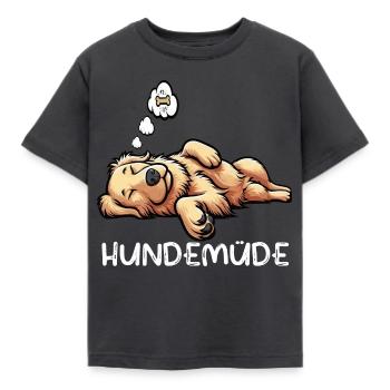 Hundemüde Golden Retriever Goldie Goldiebesitzer - Kinder T-Shirt - Dunkelgrau - Vorne - AI Model Kid Female (0cm)