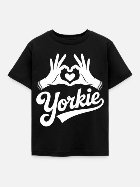 Yorkie Herzhand Logo - Kinder T-Shirt - Schwarz