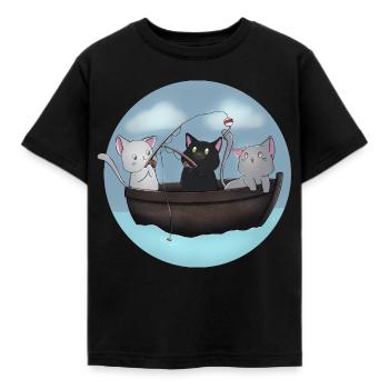 Kawaii Cats Fischerboot-Hemd - Kinder T-Shirt - Schwarz - Vorne - AI Model Kid Female (0cm)