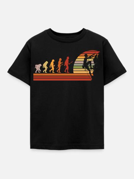 Evolution des Kletterns Retro Design - Kinder T-Shirt - Schwarz