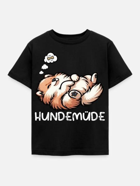 Hundemüde Zwergspitz Zwergspitze Spitzhund Spitz - Kinder T-Shirt - Schwarz