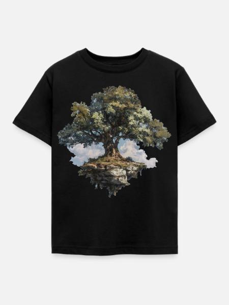 Baum - Kinder T-Shirt - Schwarz