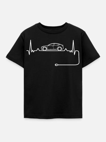 Elektroauto Liebe mit Herzschlag Elektroautos - Kinder T-Shirt - Schwarz