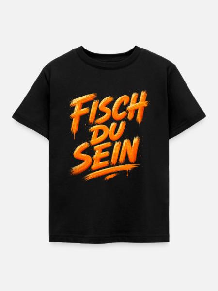 Fisch du sein Angler Spruch - Kinder T-Shirt - Schwarz