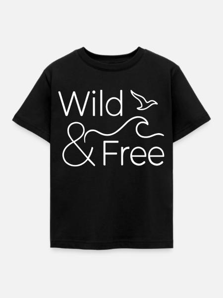 Wild and Free - Kinder T-Shirt - Schwarz