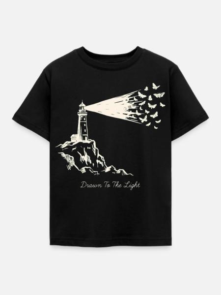 Drawn To The Light Lighthouse - Kinder T-Shirt - Schwarz