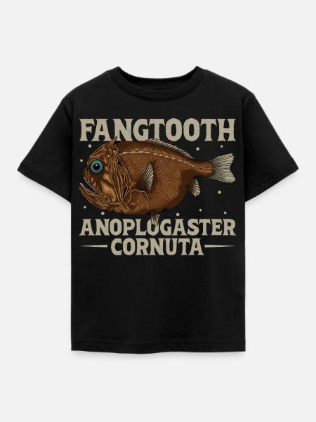 Tiefsee Monster - Fangzahnfisch - Kinder T-Shirt - Schwarz
