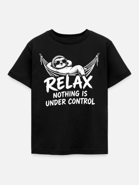 Relax Faultier Hängematte - Kinder T-Shirt - Schwarz
