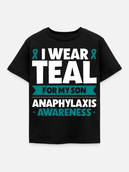 Anaphylaxie Sohn - Ich trag Türkis - Kinder T-Shirt - Schwarz