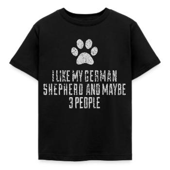 German Shepherd, German Shepherd - Kids' T-Shirt - black - Front - AI Model Kid Female (0cm)