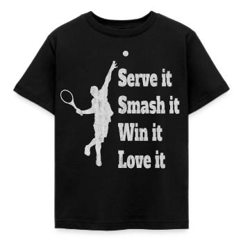 Tennis, tennis, tennis player - Kids' T-Shirt - black - Front - AI Model Kid Female (0cm)