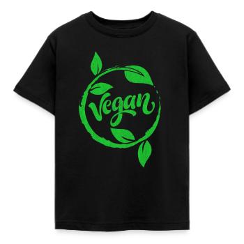 vegan,veganer - Kinder T-Shirt - Schwarz - Vorne - AI Model Kid Female (0cm)
