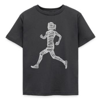 Laufen gehen, Rennen, Marathon laufen, Joggen gehe - Kinder T-Shirt - Dunkelgrau - Vorne - AI Model Kid Female (0cm)