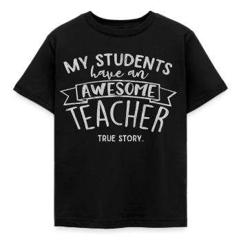 Teacher, Teacher, Teacher, Teacher Occupation, Sub - Kids' T-Shirt - black - Front - AI Model Kid Female (0cm)
